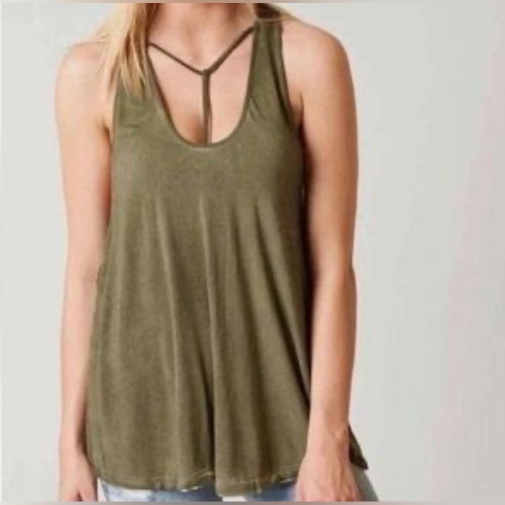 Free People Amelia Y-Strap Tank Top Yellow Size XS